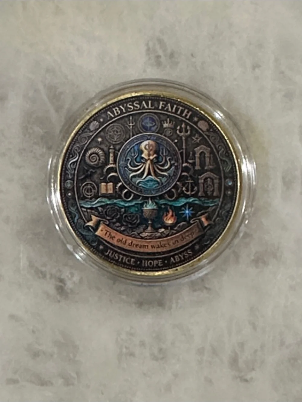 Deep God Cthulhu Collectible Coin - Teal and Black